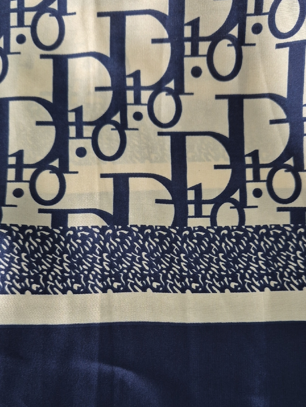 Dior Navy and Cream Monogram Silk Scarf
